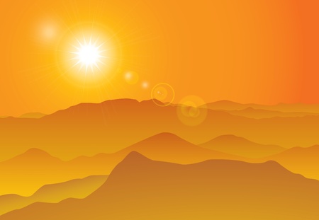 Sunset over mountain ridge, backgroundのイラスト素材