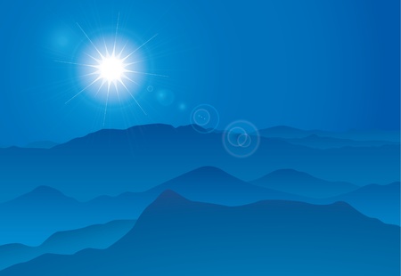 Sunset over mountain ridge, backgroundのイラスト素材