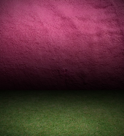 Wall cement and grass background with columnsの写真素材
