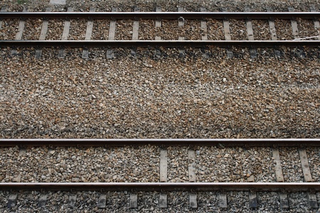 Train tracks detail from aboveの写真素材
