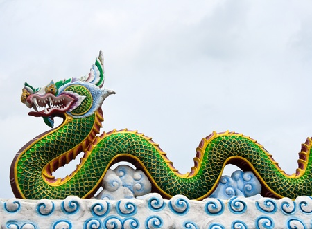 The dragon status on roofの写真素材