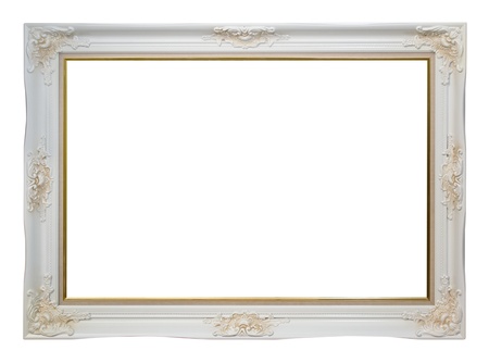Empty vintage frame on white backgroundの写真素材