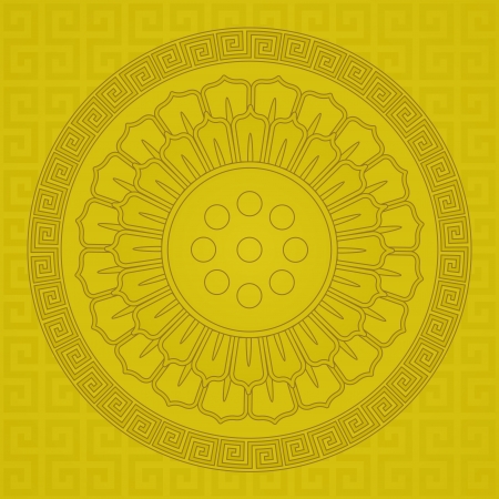 Lotus with Chinese style pattern backgroundのイラスト素材