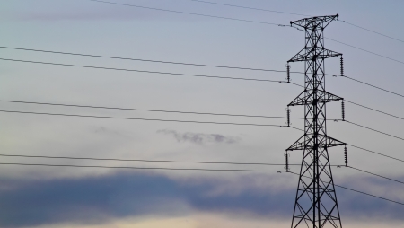 Power transmission tower line of electricity distribution