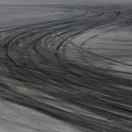 Tire marks on road trackの写真素材