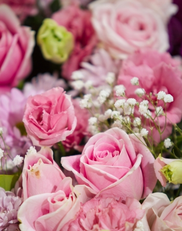 Rose flowers mixed bouquet with for backgroundの写真素材