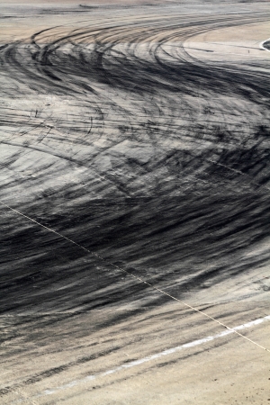  tire marks on road trackの写真素材
