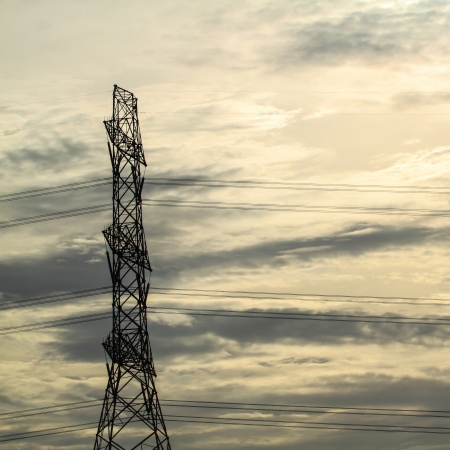 Power transmission tower line of electricity distribution