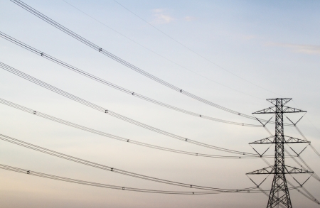 Power transmission tower line of electricity distributionの写真素材