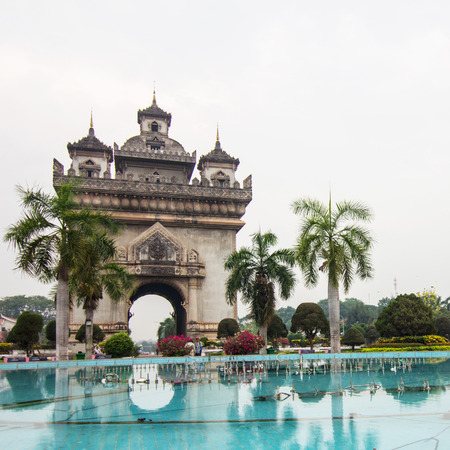 Patuxai monument in Vientiane capital of Laos のeditorial素材