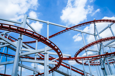 Rollercoaster ride with sky at theme parkのeditorial素材