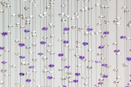 Close up on crystal of contemporary chandelierの写真素材