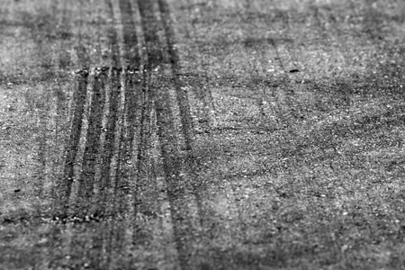 Tire marks on road track for backgroundの写真素材