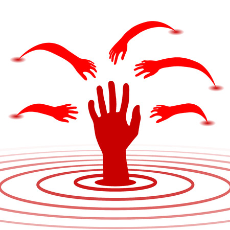 Hand sign used to help from earthquakeのイラスト素材