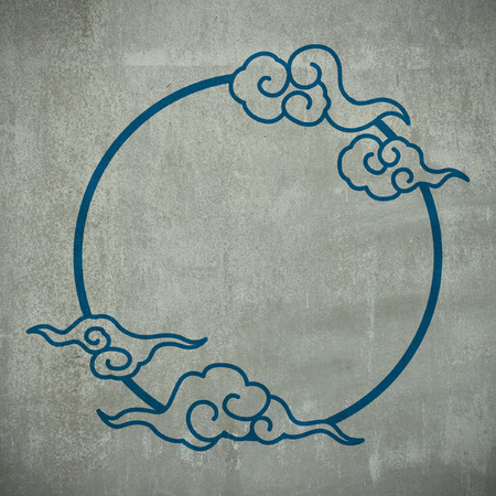 Cement wall with frame clouds for backgroundの写真素材