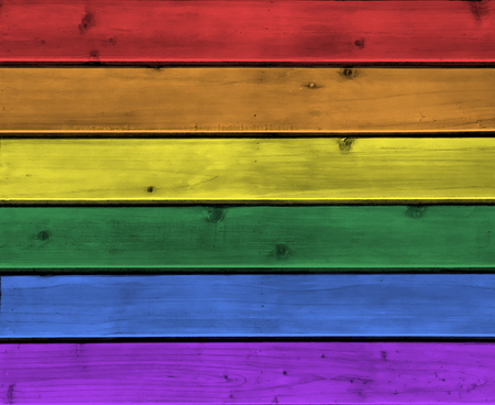 flag on wooden texture backgroundの写真素材