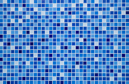 Blue ceramic tile mosaic in swimming poolの写真素材