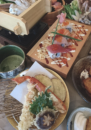 Abstract blurred of japanese food for background