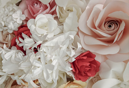 Rose flower make with paper decoration for backgroundの写真素材
