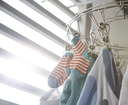 Baby clothes keep stainless steel pins with to dryの写真素材