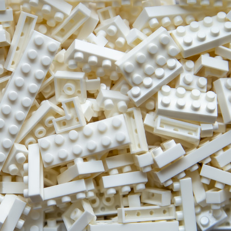 Plastic toy block of white color for backgroundの写真素材