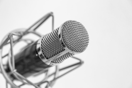 Microphone stand isolate on white color backgroundの写真素材