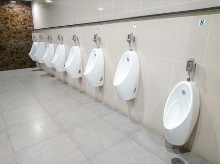 Empty public men toilet in shopping mallの写真素材