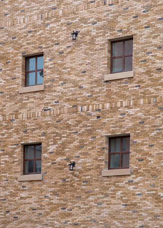 Windows in the wall of brick wall