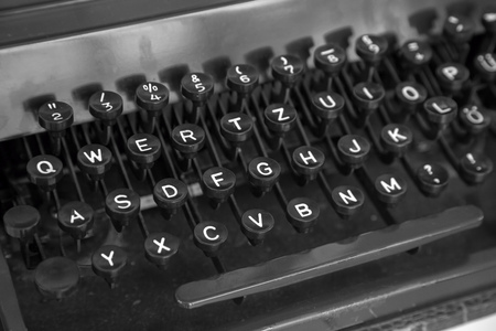 Old typewriter machine keyboard closeup of keysの写真素材