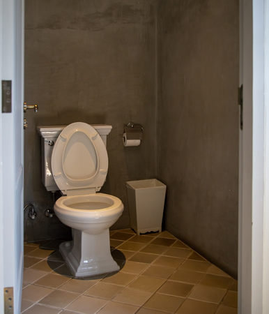 Toilet bowl in the restroom with retro styleの写真素材