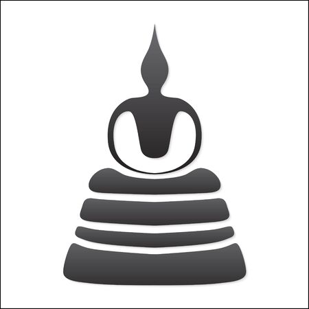 Buddha silhouette on white background, Vectorのイラスト素材