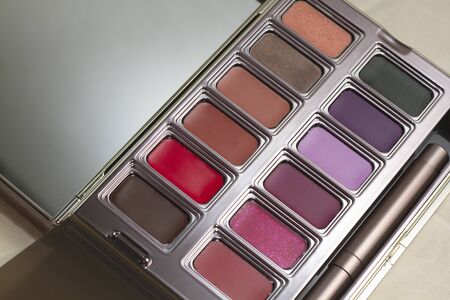Make-up colorful cosmetic on palette of lipstick setの写真素材
