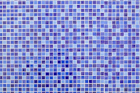 Blue ceramic tile mosaic in swimming poolの写真素材