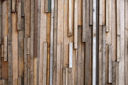 Wall recycled from scrap wood boardsの写真素材