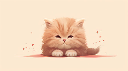 Vector illustration of a red persian cat lying on the floor.の素材