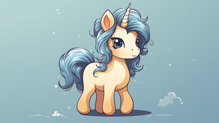 Magical Unicorn Cartoon with Floral Accents in a Minimalistic and Cute Style, pink, soft colors, adorable creature, minimalistic concept, flowers, colorful, Character, kids.の素材