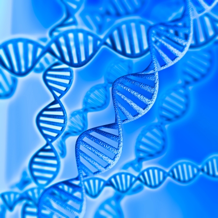 3d model of DNA on a blue backgroundの写真素材