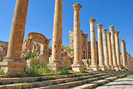 Ruins of the ancient city in Jerash, Jordanのeditorial素材