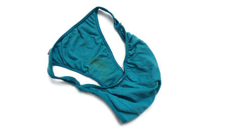 Worn female underwear isolated. Luxurious elegant shinien worn women's panties, close-up, isolated...