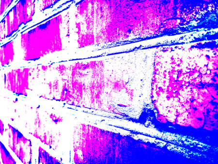 Pink, blue and white grunge background, gradient light texture of an old brick wall. UHD 4K...