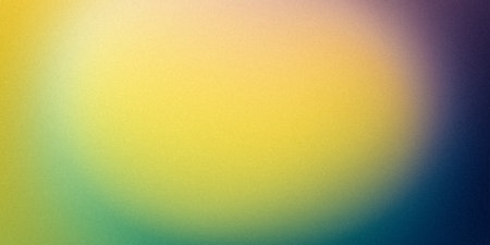 Yellow blue azure purple wavy wide background. Blurred pattern with noise effect. Grainy website...