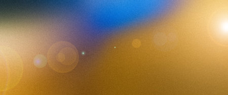 Yellow azure blue ultra wide banner with highlights. Gradient background pattern with noise effect....