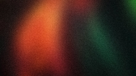 Dramatic 4K abstract gradient with fiery orange-red and deep green hues, showing a dynamic grainy texture. Perfect for bold digital art and backdropsの写真素材