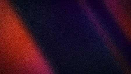 Abstract blurry gradient with soft transitions of red, purple, and deep blues, featuring a grainy...