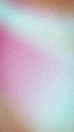 Abstract grainy gradient background with soft pink, light blue, cyan, and tan tones. A blurred...