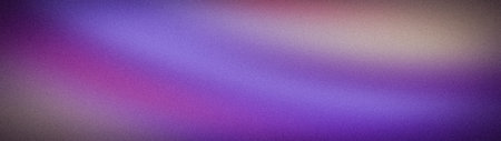 Abstract wide grainy background with a blurred gradient of purple, pink, violet, and beige tones...