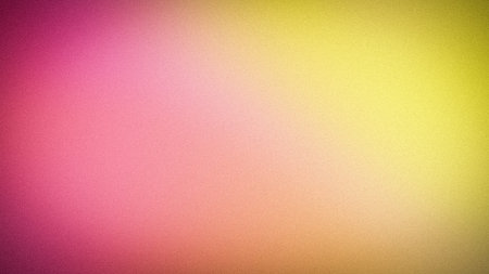 Abstract 4K grainy gradient background with soft transitions of pink, magenta, and yellow. Textured...