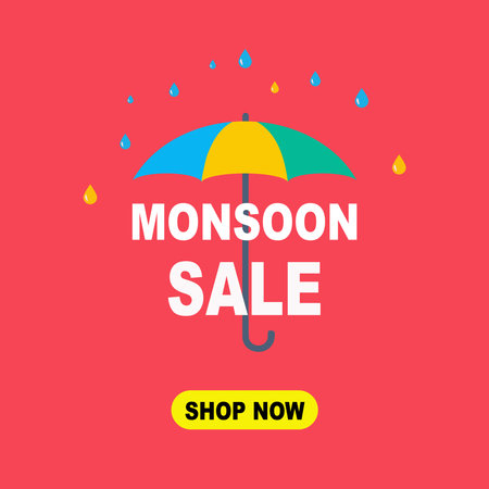 Vivid rainy season sale ad featuring decorative rain motifs.のイラスト素材