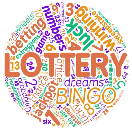 Lottery word cloud concept illustration, isolated on white background の写真素材