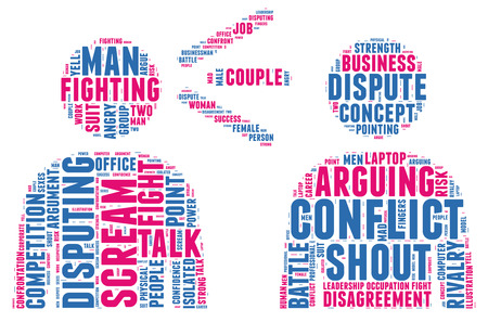 Verbal conflict concept pictogram tag cloudのイラスト素材